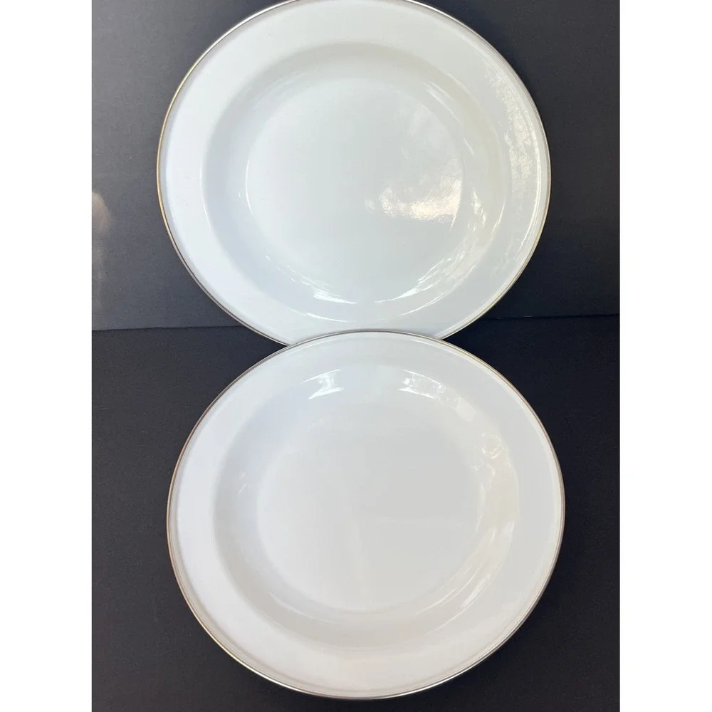 Discontinued Pottery Barn Enamelware Plates White 10